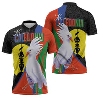 New Caledonia Zipper Polo Shirt Kagu Bird and The Seal with Melanesian Culture - Polynesian Pride