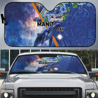 Marshall Islands Manit Day Auto Sun Shade Grunge National Flag with Whales and Tribal Tattoos - Polynesian Pride