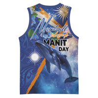 Marshall Islands Manit Day Basketball Jersey Grunge National Flag with Whales and Tribal Tattoos - Polynesian Pride