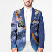 Marshall Islands Manit Day Blazer Grunge National Flag with Whales and Tribal Tattoos - Polynesian Pride
