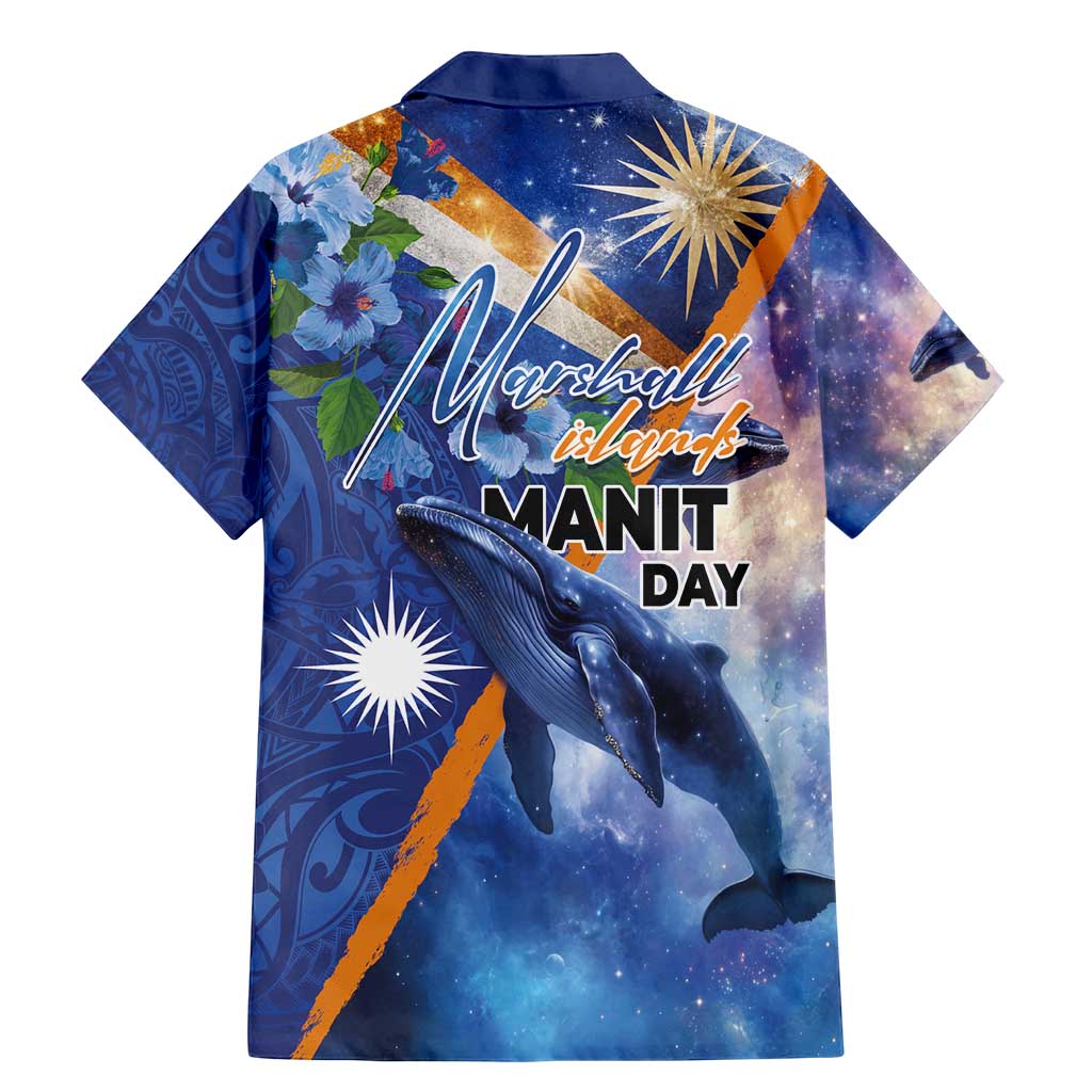Marshall Islands Manit Day Family Matching Mermaid Dress and Hawaiian Shirt Grunge National Flag with Whales and Tribal Tattoos - Polynesian Pride