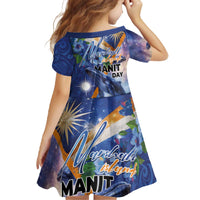 Marshall Islands Manit Day Family Matching Off The Shoulder Long Sleeve Dress and Hawaiian Shirt Grunge National Flag with Whales and Tribal Tattoos - Polynesian Pride