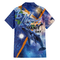 Marshall Islands Manit Day Family Matching Tank Maxi Dress and Hawaiian Shirt Grunge National Flag with Whales and Tribal Tattoos - Polynesian Pride