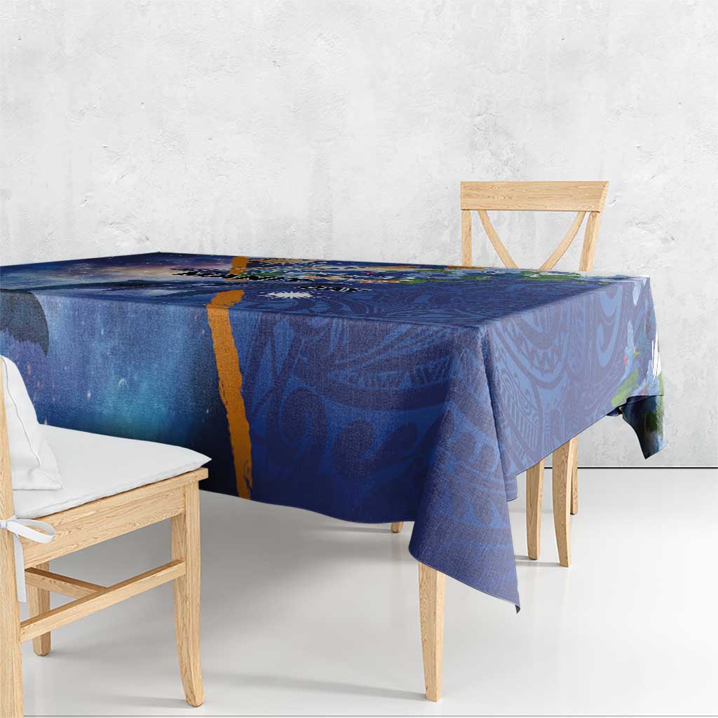 Marshall Islands Manit Day Tablecloth Grunge National Flag with Whales and Tribal Tattoos - Polynesian Pride