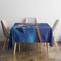 Marshall Islands Manit Day Tablecloth Grunge National Flag with Whales and Tribal Tattoos - Polynesian Pride