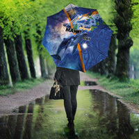 Marshall Islands Manit Day Umbrella Grunge National Flag with Whales and Tribal Tattoos - Polynesian Pride