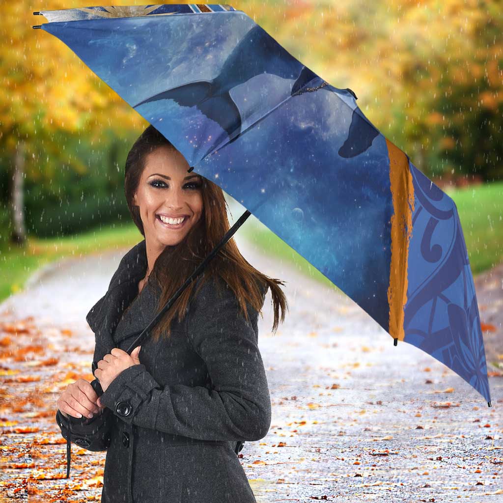 Marshall Islands Manit Day Umbrella Grunge National Flag with Whales and Tribal Tattoos - Polynesian Pride