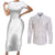 Samoan Culture-Lotu Tamaiti Couples Matching Short Sleeve Bodycon Dress and Long Sleeve Button Shirt Siapo and Polynesian Art Tattoos - Polynesian Pride