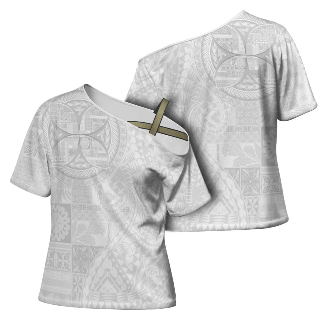 Samoan Culture-Lotu Tamaiti Cross Shoulder Shirt Siapo and Polynesian Art Tattoos - Polynesian Pride