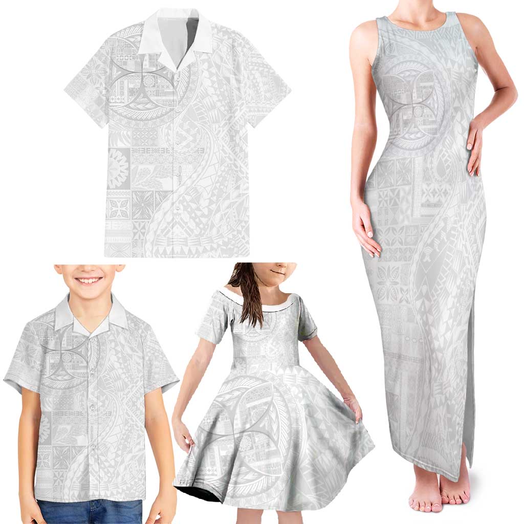 Samoan Culture-Lotu Tamaiti Family Matching Tank Maxi Dress and Hawaiian Shirt Siapo and Polynesian Art Tattoos - Polynesian Pride