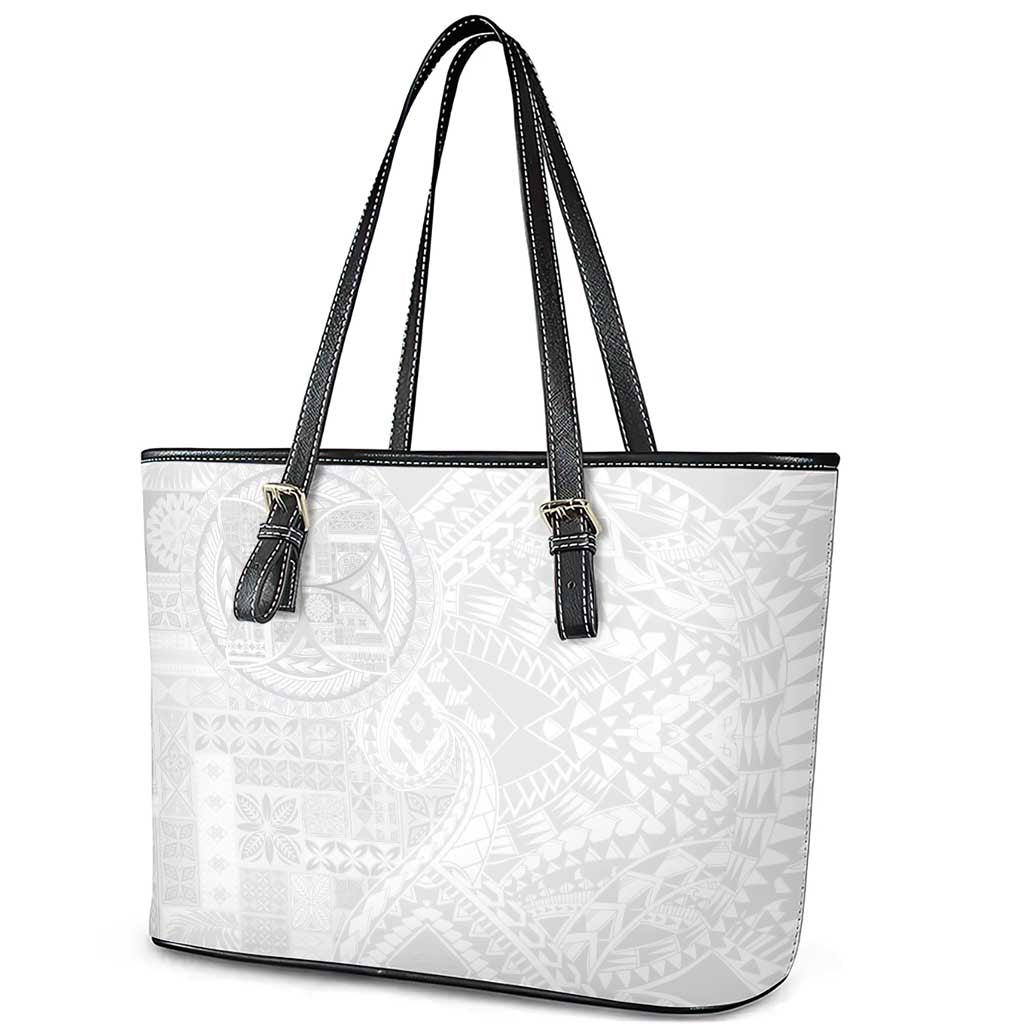 Samoan Culture-Lotu Tamaiti Leather Tote Bag Siapo and Polynesian Art Tattoos - Polynesian Pride