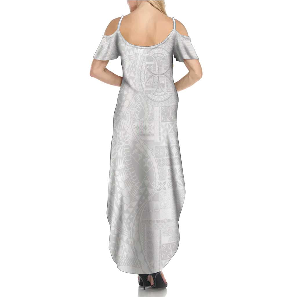 Samoan Culture-Lotu Tamaiti Summer Maxi Dress Siapo and Polynesian Art Tattoos LT03 - Polynesian Pride