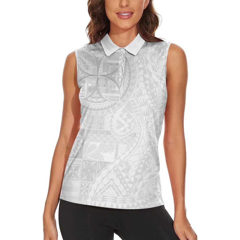 Samoan Culture-Lotu Tamaiti Women Sleeveless Polo Shirt Siapo and Polynesian Art Tattoos LT03 - Polynesian Pride