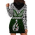 Aotearoa New Zealand Hoodie Dress Silver Fern and Matau with Maori Tribal Green Style LT03 - Polynesian Pride