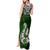 Aotearoa New Zealand Tank Maxi Dress Silver Fern and Matau with Maori Tribal Green Style LT03 - Polynesian Pride