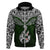 Custom Aotearoa New Zealand Hoodie Silver Fern and Matau with Maori Tribal Green Style LT03 Zip Hoodie Green - Polynesian Pride