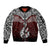 Aotearoa New Zealand Sleeve Zip Bomber Jacket Silver Fern and Matau with Maori Tribal Red Style LT03 Unisex Red - Polynesian Pride