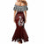 Custom Aotearoa New Zealand Mermaid Dress Silver Fern and Matau with Maori Tribal Red Style LT03 - Polynesian Pride