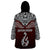 Custom Aotearoa New Zealand Wearable Blanket Hoodie Silver Fern and Matau with Maori Tribal Red Style LT03 - Polynesian Pride