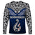 Aotearoa New Zealand Long Sleeve Shirt Silver Fern and Matau with Maori Tribal Blue Style LT03 - Polynesian Pride