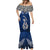 Aotearoa New Zealand Mermaid Dress Silver Fern and Matau with Maori Tribal Blue Style LT03 - Polynesian Pride