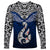 Custom Aotearoa New Zealand Long Sleeve Shirt Silver Fern and Matau with Maori Tribal Blue Style LT03 Unisex Blue - Polynesian Pride