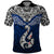 Custom Aotearoa New Zealand Polo Shirt Silver Fern and Matau with Maori Tribal Blue Style LT03 Blue - Polynesian Pride