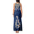 Custom Aotearoa New Zealand Tank Maxi Dress Silver Fern and Matau with Maori Tribal Blue Style LT03 - Polynesian Pride