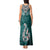 Aotearoa New Zealand Tank Maxi Dress Silver Fern and Matau with Maori Tribal Turquoise Style LT03 - Polynesian Pride