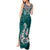 Aotearoa New Zealand Tank Maxi Dress Silver Fern and Matau with Maori Tribal Turquoise Style LT03 - Polynesian Pride