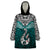 Aotearoa New Zealand Wearable Blanket Hoodie Silver Fern and Matau with Maori Tribal Turquoise Style LT03 One Size Turquoise - Polynesian Pride