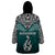 Aotearoa New Zealand Wearable Blanket Hoodie Silver Fern and Matau with Maori Tribal Turquoise Style LT03 - Polynesian Pride