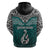 Custom Aotearoa New Zealand Hoodie Silver Fern and Matau with Maori Tribal Turquoise Style LT03 - Polynesian Pride