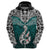 Custom Aotearoa New Zealand Hoodie Silver Fern and Matau with Maori Tribal Turquoise Style LT03 - Polynesian Pride