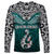 Custom Aotearoa New Zealand Long Sleeve Shirt Silver Fern and Matau with Maori Tribal Turquoise Style LT03 - Polynesian Pride