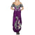 Custom Aotearoa New Zealand Summer Maxi Dress Silver Fern and Matau with Maori Tribal Pink Style LT03 - Polynesian Pride