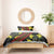 Samoan Culture Bedding Set Hibiscus and Ula Fala with Tapa Pattern Black Color