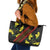 Samoan Culture Leather Tote Bag Hibiscus and Ula Fala with Tapa Pattern Black Color