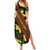 Samoan Culture Summer Maxi Dress Hibiscus and Ula Fala with Tapa Pattern Black Color