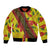 Samoan Culture Bomber Jacket Hibiscus and Ula Fala with Tapa Pattern YellowColor