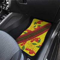 Samoan Culture Car Mats Hibiscus and Ula Fala with Tapa Pattern Yellow Color