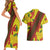 Samoan Culture Couples Matching Short Sleeve Bodycon Dress and Hawaiian Shirt Hibiscus and Ula Fala with Tapa Pattern YellowColor