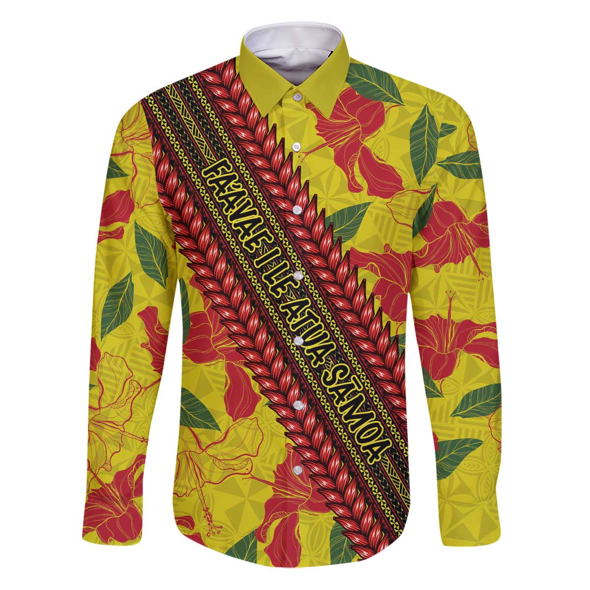 Samoan Culture Family Matching Puletasi and Hawaiian Shirt Hibiscus and Ula Fala with Tapa Pattern YellowColor