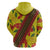 Samoan Culture Hoodie Hibiscus and Ula Fala with Tapa Pattern YellowColor