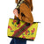 Samoan Culture Leather Tote Bag Hibiscus and Ula Fala with Tapa Pattern Yellow Color