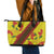 Samoan Culture Leather Tote Bag Hibiscus and Ula Fala with Tapa Pattern Yellow Color