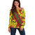 Samoan Culture Off Shoulder Sweater Hibiscus and Ula Fala with Tapa Pattern YellowColor