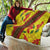 Samoan Culture Quilt Hibiscus and Ula Fala with Tapa Pattern Yellow Color