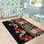 Hawaiian Hibiscus and Tropical Leaves Area Rug Patchwork Grunge Abstract Vintage Style