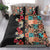 Hawaiian Hibiscus and Tropical Leaves Bedding Set Patchwork Grunge Abstract Vintage Style